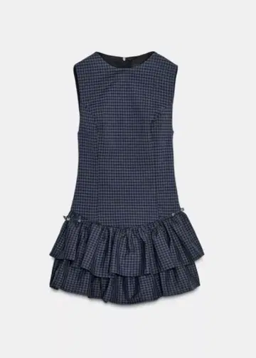 프릴 달린 체크 무늬 숏 원피스 ZARA