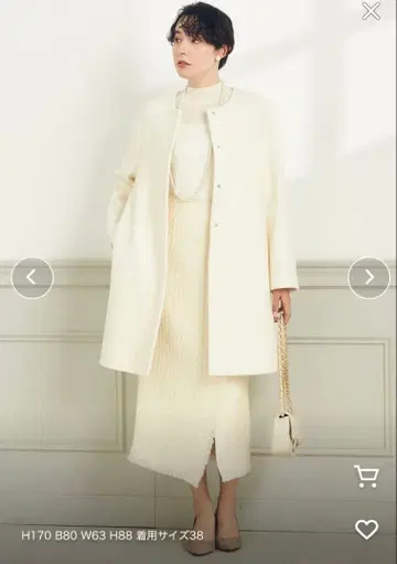 미사용 노리즈소피 KIWI LAMB 노카라 코트 화이트