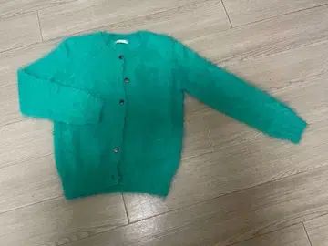 민트 그린 에메랄드 그린 니트 버튼 가디건