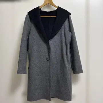 DKNY 캐시미어 더블 페이스 후디드 코트 M-L