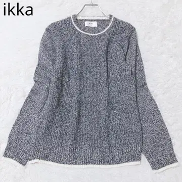 이카 니트 바이컬러 멜란지 하찌 캐주얼 심플 네이비