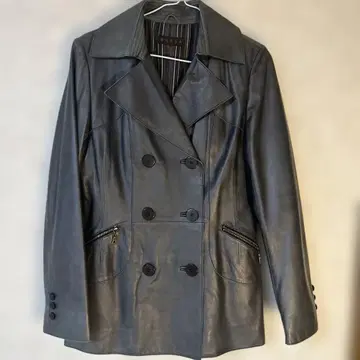 MARIA 그레이 가죽 자켓 더블 브레스트