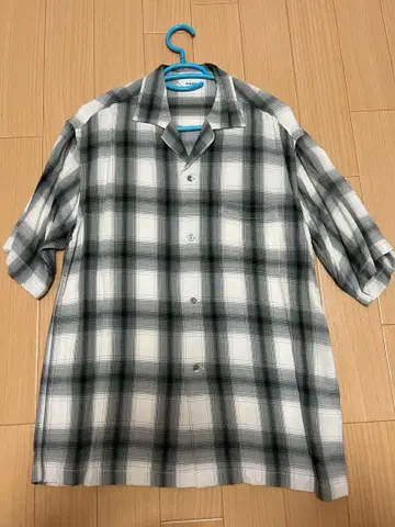 Pheeny 피니 옴브레 옴브레 체크 숏 슬리브 셔츠