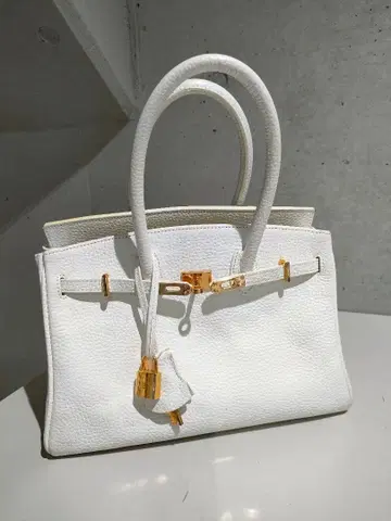 TIA MARIA 티아 마리아 천연 가죽 핸드백 화이트 토트백