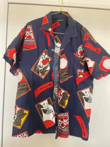 일본풍 그래픽 프린트 반팔 셔츠