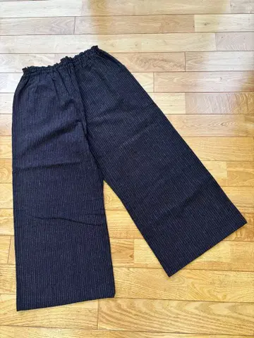 빈티지 원단 네이비 나염 줄무늬 와이드 팬츠 기모노 리메이크 카스리
