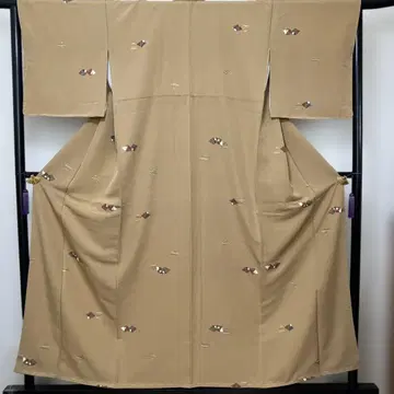 베이지 기하학 패턴 코몬 기모노 미사용품