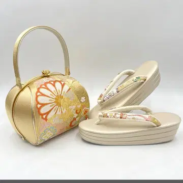 럭셔리 삼매 후리소데 백 조리 세트 고급 니시진 오비지 올 패턴 골드