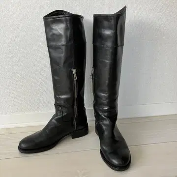 코르소 로마 롱 부츠 자키 부츠 가죽 블랙 23.5