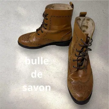 bulle de savon 천연 가죽 윙 칩 레이스업 부츠