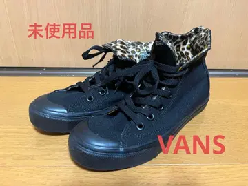 미사용품 VANS 표범 무늬 하이넥 스니커즈 블랙 24.5
