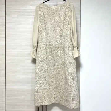 아이보리 트위드풍 드레스 A라인
