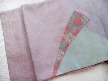 순수 실크 금실 후쿠로 오비 핑크 계열