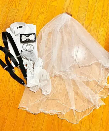 웨딩 결혼식 셔츠 잡화 세트 베일 그로브