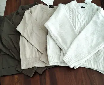 케이블 니트 긴팔 스웨터 3색 세트