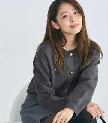 BASEMENT [ HARUKA DESIGN ] 골드 버튼 가디건 그레이