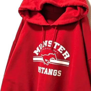뮌스터 머스탱스 로고 후드 맨투맨 레드 빨간색 구제 의류