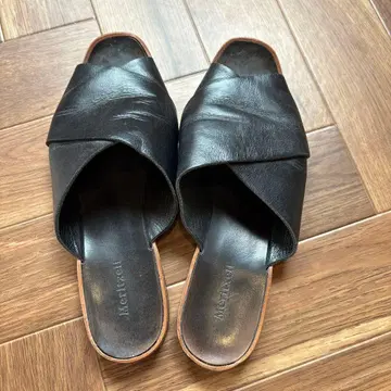 블랙 가죽 샌들 Meritxell