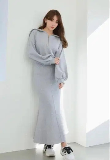 Half Zip Sweat Dress gray