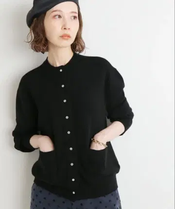 새상품 택 포함 IENA 이에나 도트 스냅 크루 가디건 블랙 2