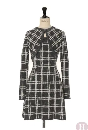 Pantheon 체크 니트 드레스 - 그레이 M