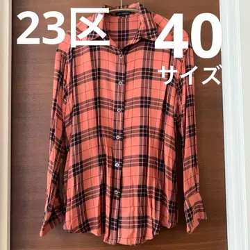 23구 체크 무늬 긴팔 셔츠 플란넬 셔츠 40 카슈쿨 셔츠