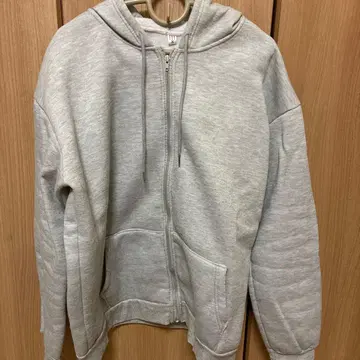 그레이 풀 집업 후드 부착 후드티