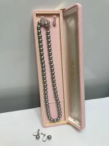 그레이 펄 목걸이 귀찌 세트