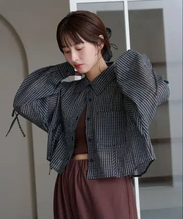 kastane 체크 개더 셔츠