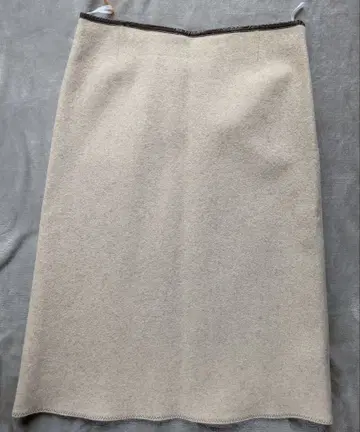 베이지 울 혼방 타이트 스커트 L