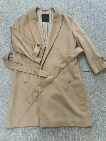 판소 (준) 베이지 롱 코트 캐시미어 100%