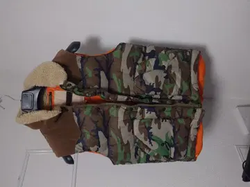 카모플라쥬 다운 베스트 플리스 카라 부착