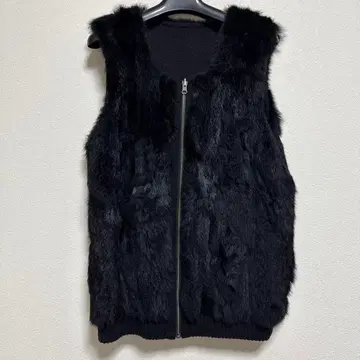 icb 블랙 퍼 집업 베스트