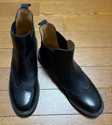 새상품급 Palanko 천연 가죽 사이드 고어 부츠 블랙 38인치