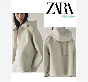 ZARA 후드 부착 자켓 크림색 아우터 레인코트