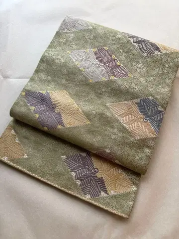 후쿠로 오비 순수 실크 페일 그린