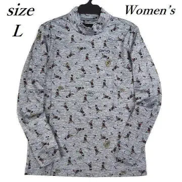 새상품 핑 골프 여성용 속기모 모크넥 셔츠 멜란지 그레이 L