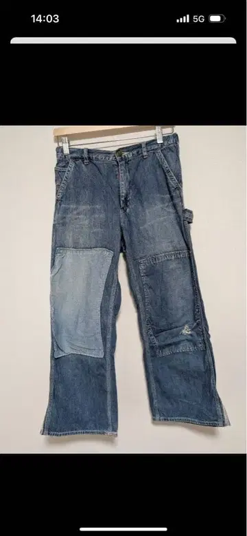 DENIM DUNGAREE 데미지 복구 가공 데님 팬츠