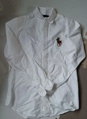 자수 화이트 긴팔 셔츠 랄프 로렌