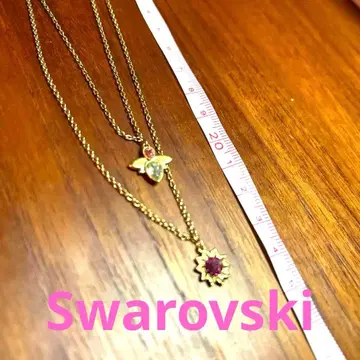 꽃 모티브 크리스탈 2중 체인 목걸이 Swarovski