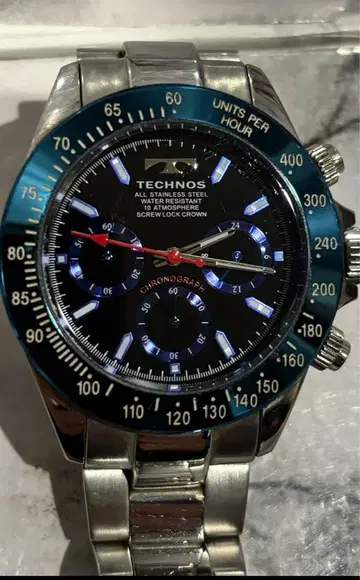 TECHNOS TSM401 손목시계 아날로그 쿼츠 크로노그래프 블루