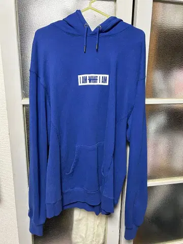 I AM WHAT I AM 프린트 후드티 L 파랑