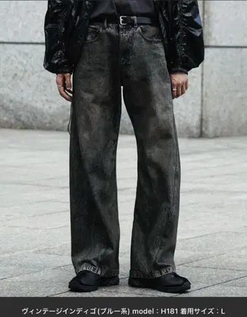 WYM LIDNM 빈티지 워싱 커브드 데님