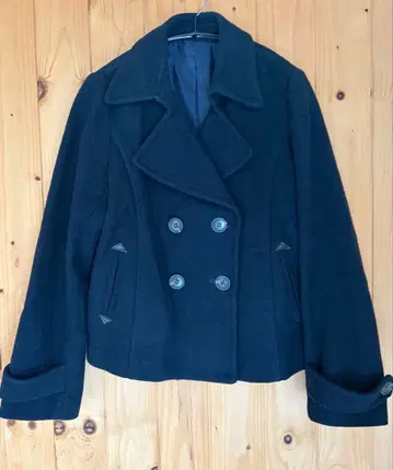 네이비 더블 브레스트 울 코트