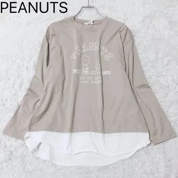 피너츠 긴팔 T셔츠 레이어드 찰리 브라운 스누피 베이지 L