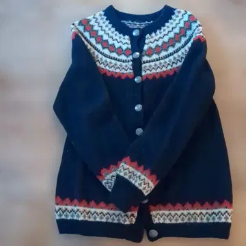 노르딕 무늬 네이비 긴팔 가디건