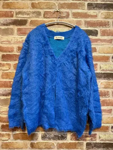 Ray BEAMS 헤어리 샤기 V넥 가디건