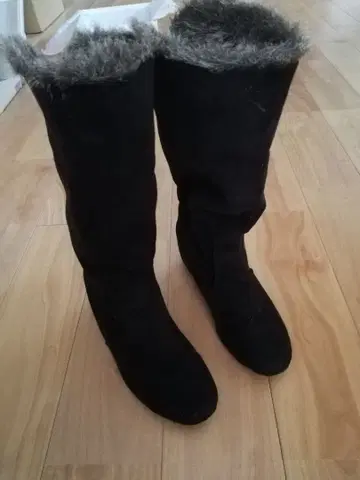 여성용 스웨이드 부드러운 롱 부츠 블랙 M 23-23.5cm