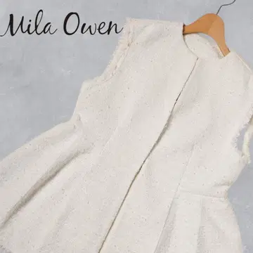 J239@ Mila Owen 트위드 플레어 베스트 화이트