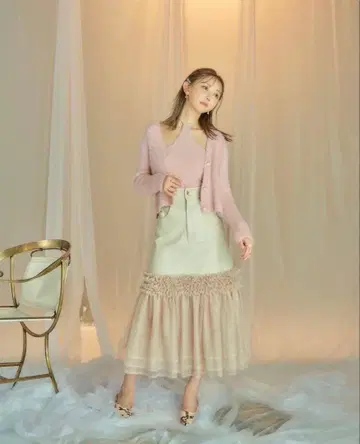 crayme 클레이미 Leather Tulle Skirt black